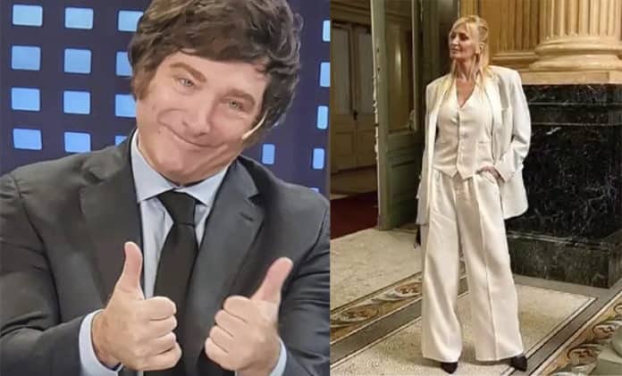 El polémico look de Yuyito González al blanquear con Javier Milei que