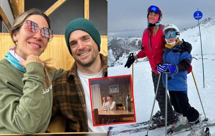 Las vacaciones de Jimena Barón: diversión en la nieve con su novio, Momo y el hijo mayor de Daniel Osvaldo