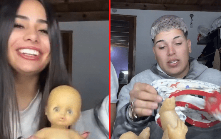 ¡Increíble! Daniela Celis y Thiago practican para ser padres de gemelos