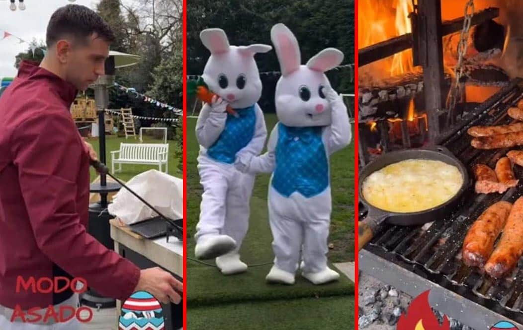 El increíble festejo de Pascuas del Dibu Martínez en Inglaterra: asado, conejos y mucho chocolate