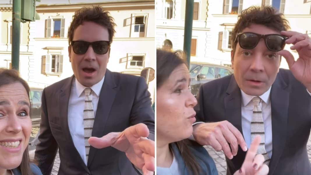 Malena Guinzburg sorprende a Jimmy Fallon en el Vaticano